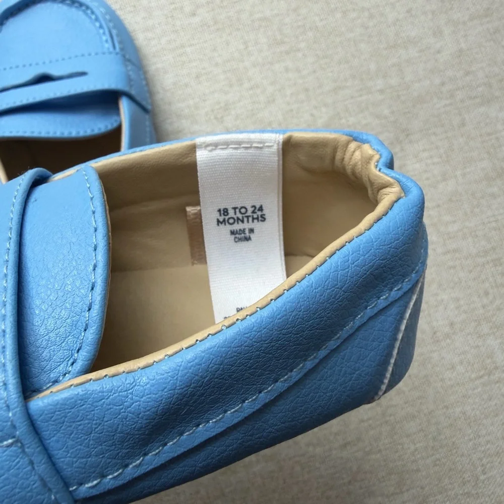 Janie and Jack Light Blue Kids Slip-On Loafers